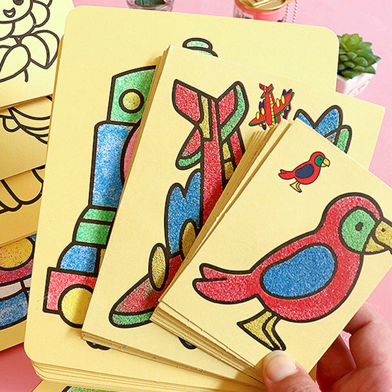 Creative DIY Sand Painting Kids Montessori Toys Children Crafts Doodle Colour Sand Art Pictures Drawing Paper Educational Toys