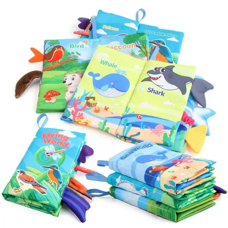 0-36M Baby Early Learning Toy Tail Cloth Book Puzzle Parent-child Interactive Sound Paper Infants Activity Toys for Babies