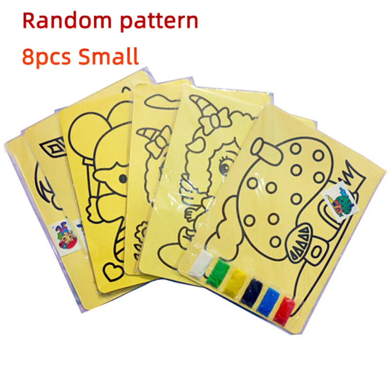 Creative DIY Sand Painting Kids Montessori Toys Children Crafts Doodle Colour Sand Art Pictures Drawing Paper Educational Toys