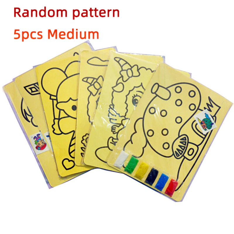 Creative DIY Sand Painting Kids Montessori Toys Children Crafts Doodle Colour Sand Art Pictures Drawing Paper Educational Toys