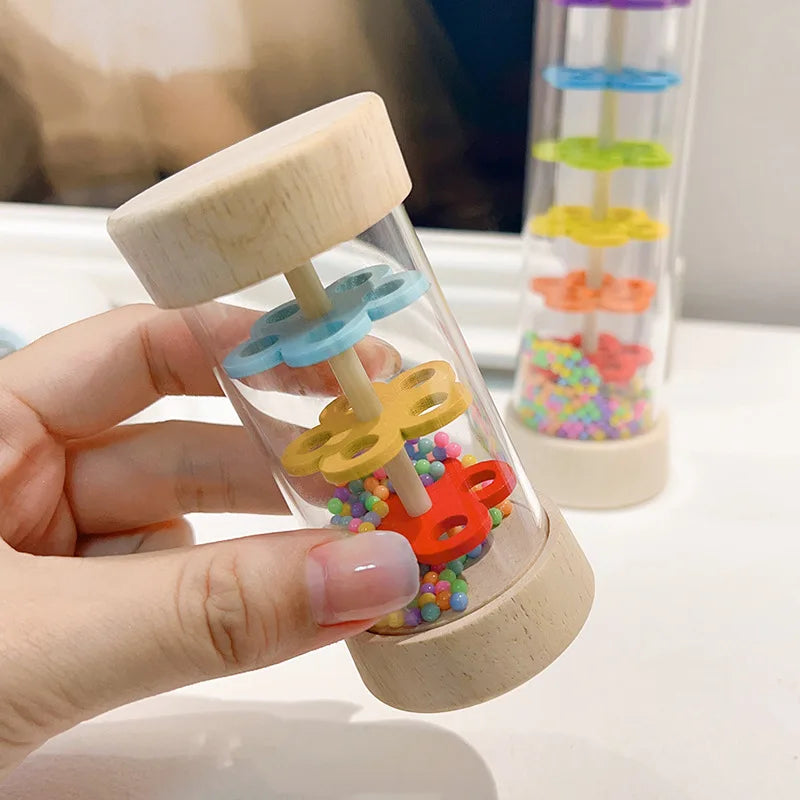 Baby Wooden Rain Sound Pipe Simulation Rain Sound Wooden Toy Gift Hourglass Fun Music Shaker Early Education Enlightenment Toy