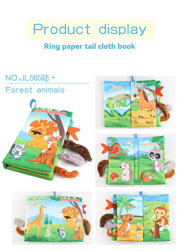 0-36M Baby Early Learning Toy Tail Cloth Book Puzzle Parent-child Interactive Sound Paper Infants Activity Toys for Babies