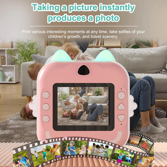 Kids Camera Instant Print Boys Girls Gift Children Digital Video Camera Photo Thermal Printing 32G Card Educational Toys