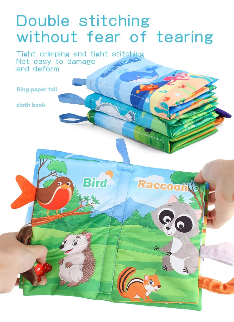 0-36M Baby Early Learning Toy Tail Cloth Book Puzzle Parent-child Interactive Sound Paper Infants Activity Toys for Babies