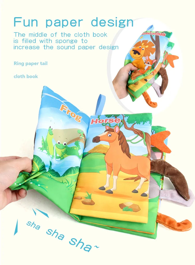 0-36M Baby Early Learning Toy Tail Cloth Book Puzzle Parent-child Interactive Sound Paper Infants Activity Toys for Babies